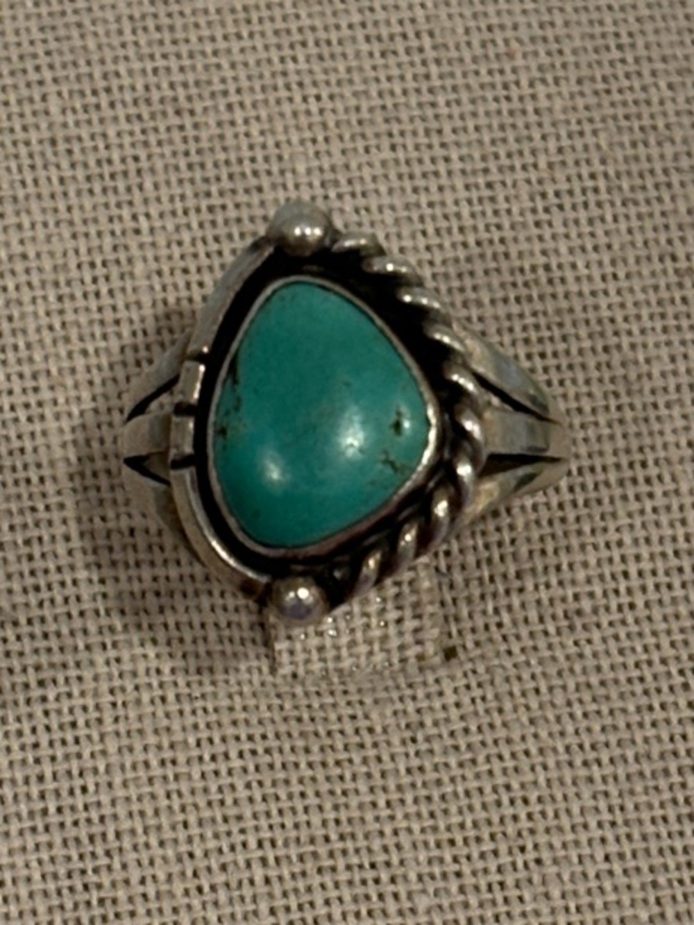 Old Turquoise Teardrop Sterling Silver 925 Ring size 7
